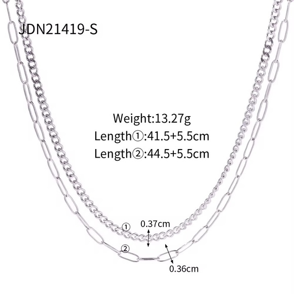 Double Layer Silver Chain Necklace - Picture 6 of 6